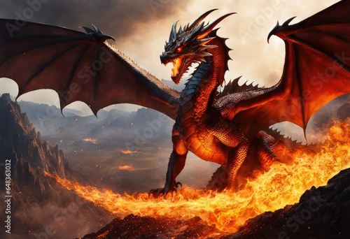 A mystical land of fire and ash, ruled by a powerful dragon. © Sohel