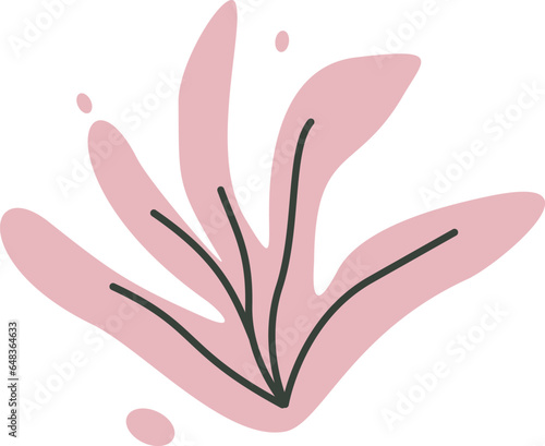 Algae plan aesthetic recolorable vector element