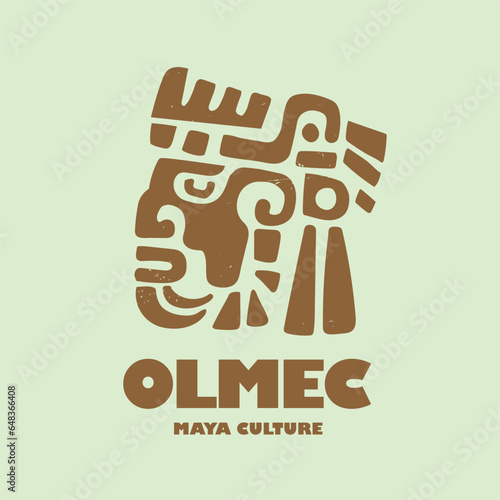 olmec mayan tribal face hand drawn