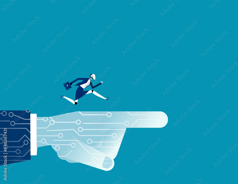 AI pointing to success. Artificial intelligence business vector illustration