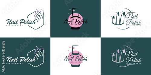 Nail polish logo collection with modern creative and unique concept design Premium Vector