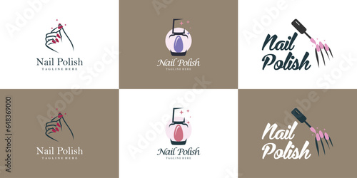 Nail polish logo collection with modern creative and unique concept design Premium Vector