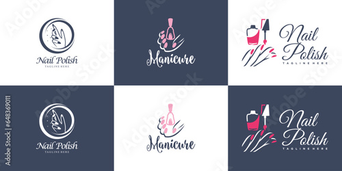 Nail polish logo collection with modern creative and unique concept design Premium Vector