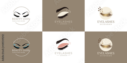 Eyelashes logo design collection with creative unique style Premium Vector
