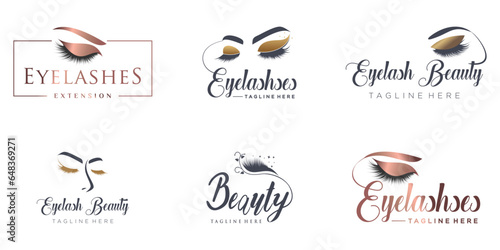 Eyelashes logo design collection with creative unique style Premium Vector