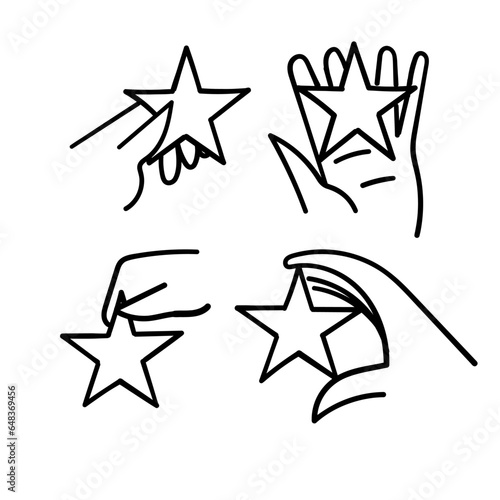 hand drawn doodle hand holding star shape illustration vector