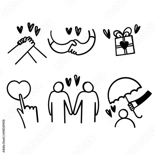 hand drawn doodle care and love icon related illustration
