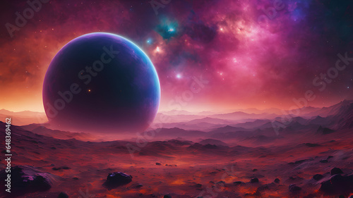 Cosmic Starry Scenery - Fantasy Landscape in the Universe, Galaxy, and Planetary Light