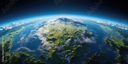 View from space of full earth body, green earth horizon. 3d illustration. © hakule
