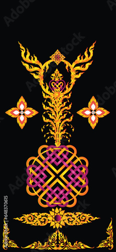 Vector illustration. Wallpaper iphome Thai art pattern or Line Thai background texture.
