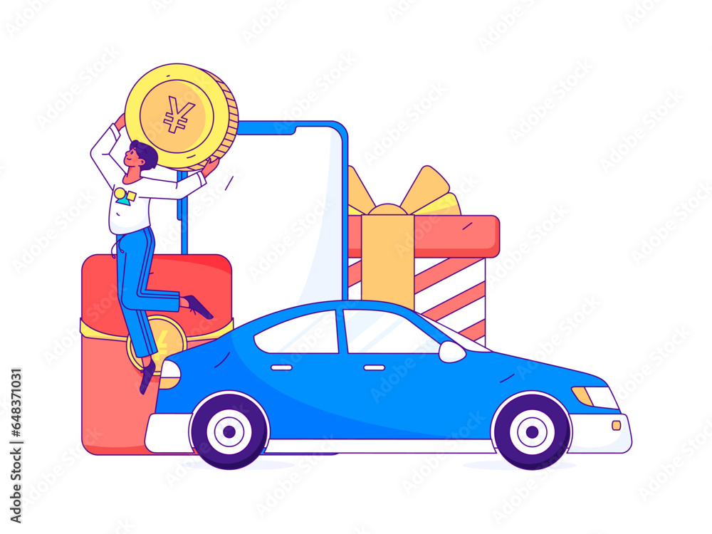 White-collar taxi ride flat vector concept operation illustration White-collar taxi ride flat vector concept operation illustration
