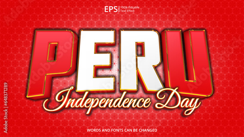 peru editable text effect with peru flag pattern concept design vector illustration suitable for poster design on holiday, feast day or national independence day on peru