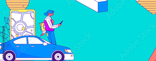 White-collar taxi ride flat vector concept operation illustration © Lyn Lee