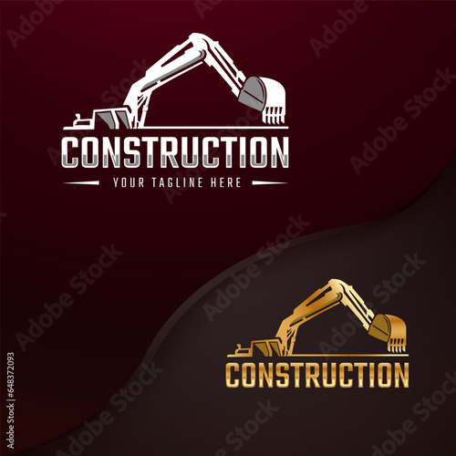 Excavator construction heavy equipment logo 