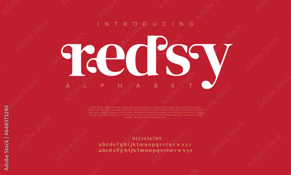 Redsy premium luxury elegant alphabet letters and numbers. Elegant wedding typography classic serif font decorative vintage retro. Creative vector illustration Redsy premium luxury elegant alphabet letters and numbers. Elegant wedding typography classic serif font decorative vintage retro. Creative vector illustration