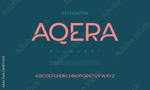 Aqera creative modern urban alphabet font. Digital abstract moslem, futuristic, fashion, sport, minimal technology typography. Simple numeric vector illustration