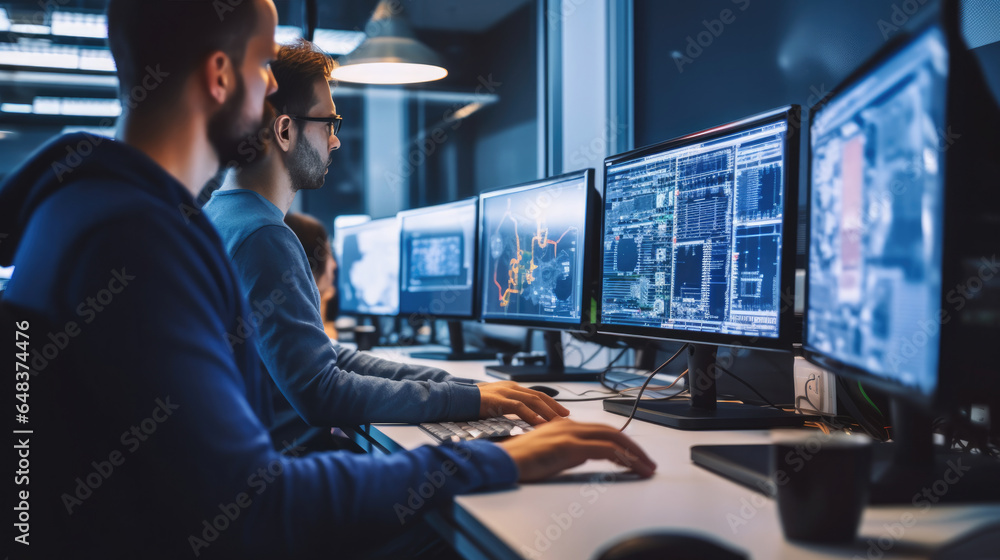 Software engineers working on project and programming in company Software engineers working on project and programming in company