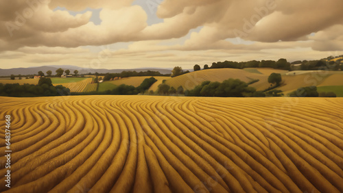 golden wheat field  retro landscape  vintage landscape