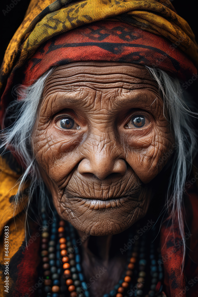 Portrait of Elderly Woman in Traditional Headwear Portrait of Elderly Woman in Traditional Headwear