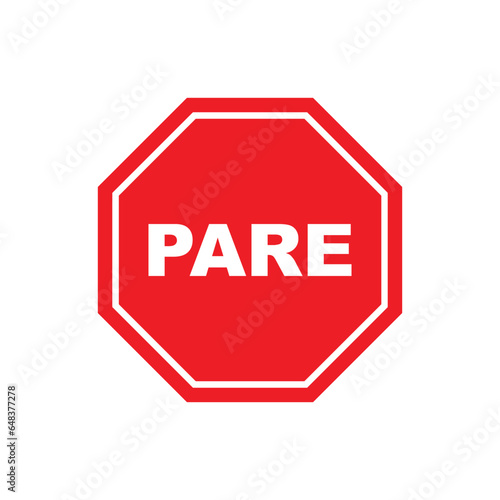Brazil stop sign. Vector icon.	
