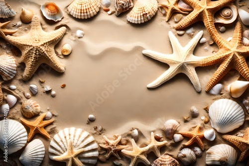 starfish and shells on the sand
