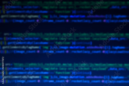 Blur Technology background. Unfocused coding screen.