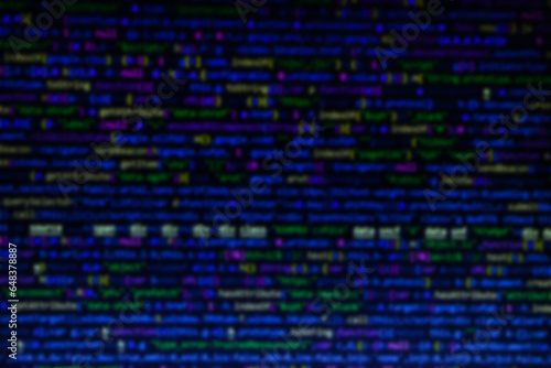 Defocused programming code screen. Blur background