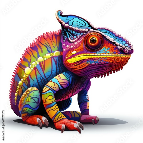 Imaginative chameleon in cartoon style isolated on a white background