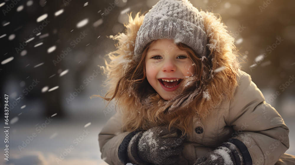 A warmly dressed girl outside in winter A warmly dressed girl outside in winter