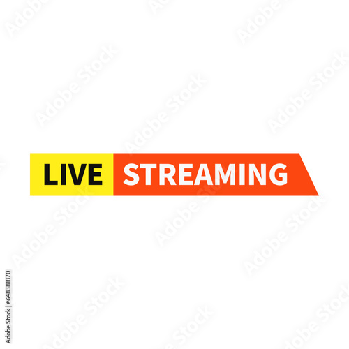 Live Streaming In Yellow Orange Rectangle Shape For Internet Online Video
