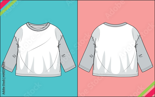BABY BOYS FULL SLEEVE TECHNICAL FASHION FLAT SKETCH TEMPLATE ILLUSTRATION