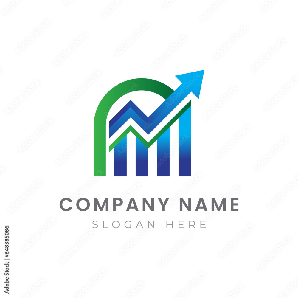 a blue and green arrow logo with a graph going up a blue and green arrow logo with a graph going up