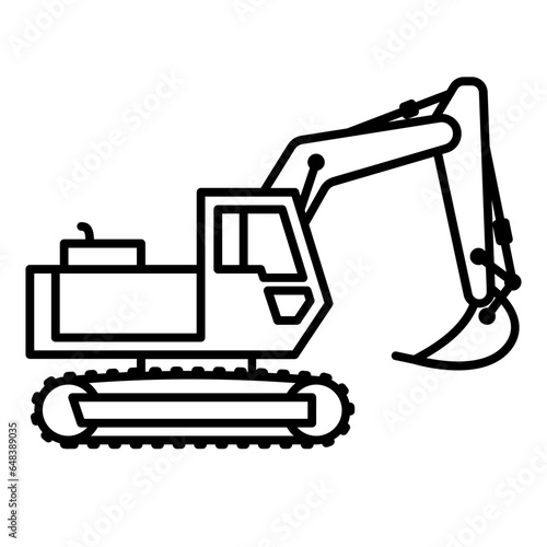 Excavator outline icon. Transportation illustration for templates, web design and infographics	
