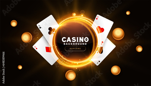 casino poker game banner with ace card and light streak effect
