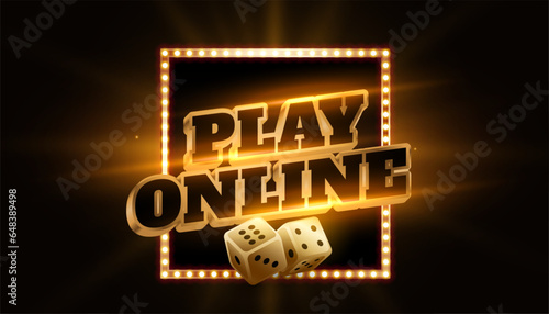 online casino gambling dark banner with 3d dice design