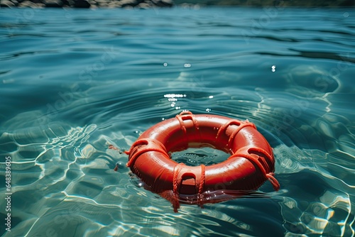 life preserver floating on the sea water