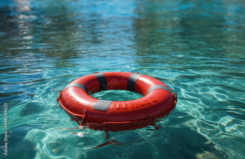 life preserver floating on the sea water