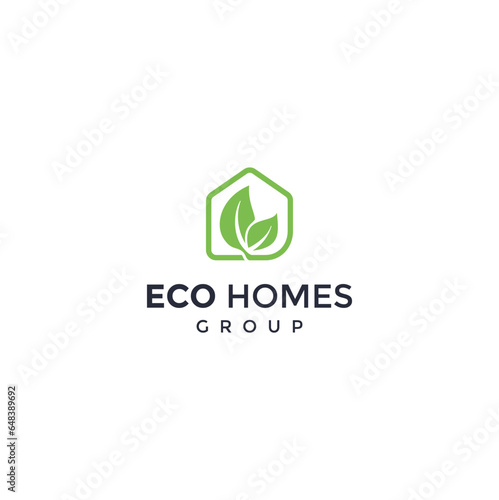 home eco green house logo vector, Eco home logo template Premium Vector