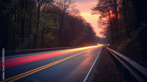 A long exposure photo, motion blur of a highway at night. Generetive Ai © tong2530
