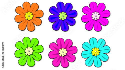 Set of colorful vector flowers 