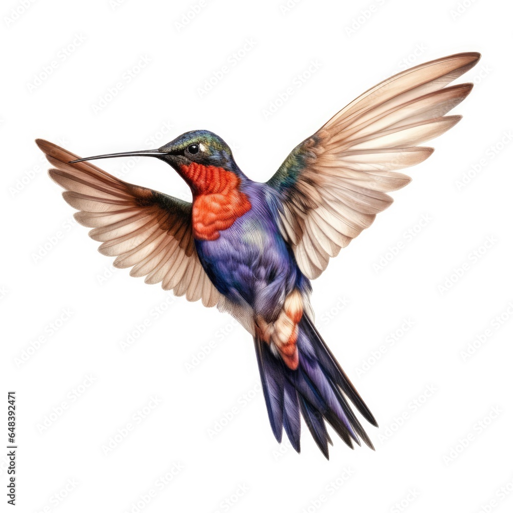 Obraz premium Lucifer hummingbird bird isolated on white background.