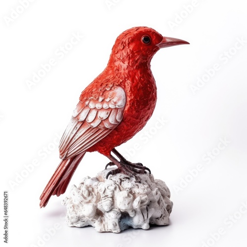 Redhead bird isolated on white background.