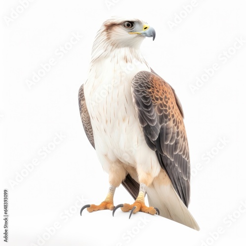 White-tailed hawk bird isolated on white background.