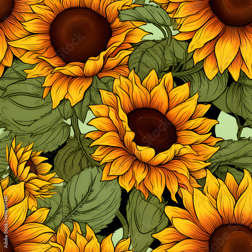 retro sunflowers,stem,leaves,pseudo color,intricate detailed. photo