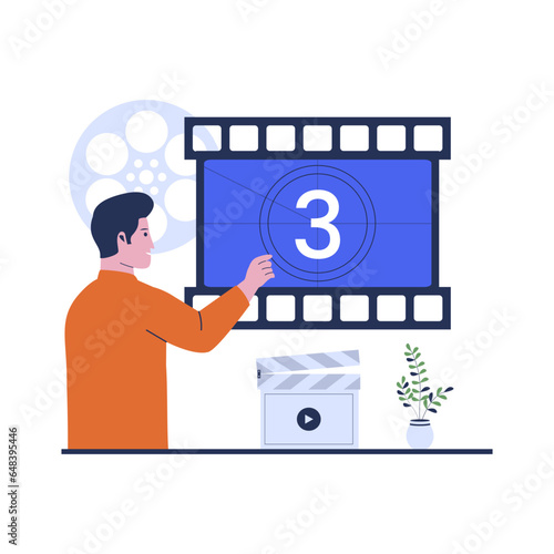 Film countdown illustration vector concept. waiting for the movie countdown