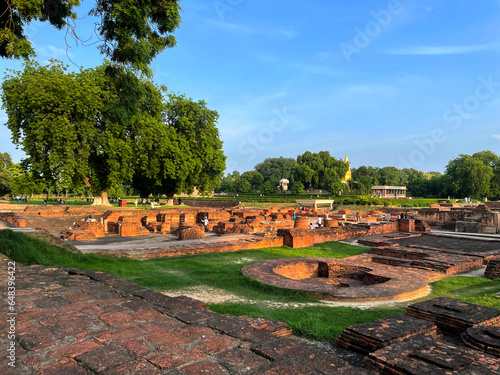 sarnath archaeological ruins || buddha archaeological ruins in india || sarnath varanasi  photo