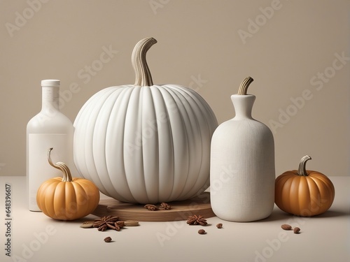 Pumpkins on burlap background. Halloween or Thanksgiving concept.