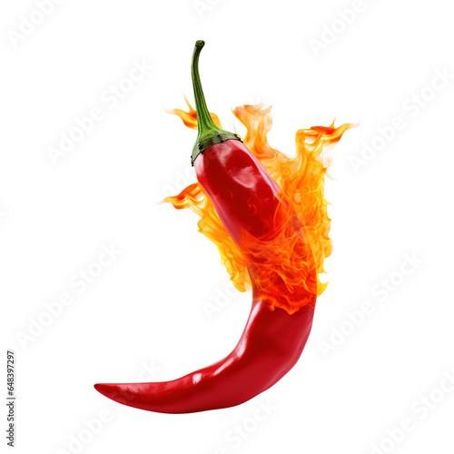 Fototapeta red hot chili with fire flame isolated on transparent background Remove png, Cli