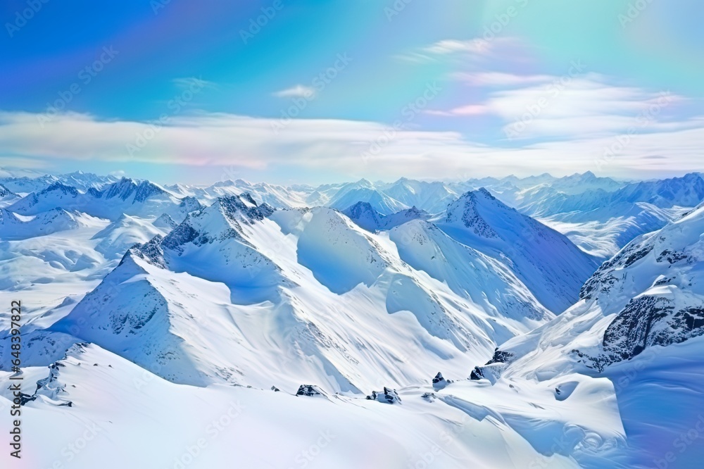 Snowy Mountain Summits Glistening in the Sun Untouched Wilderness Beauty