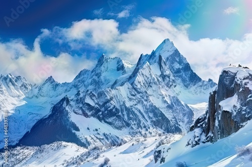 Majestic Snow-Capped Peaks Towering in the Distance Breathtaking Alpine Landscape